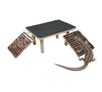 Abri solaire à barbe pour réchauffer, habitat décoratif avec rampe en bois | Roches de repos et rampe d'escalade pour caméléon, serpent, lézard, lézard, tortue, salon, hôtel