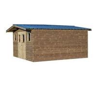 Abri thermabri madriers 28 mm sans plancher bois thermo chauffé double pente, bac acier tha4050.02t