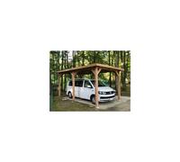 Abri Toit Plat, 350cmx550cm, Bois Douglas Français, Carport, Auvent, Abri Voiture