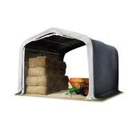 Abri tunnel - TOOLPORT - 4x4 m - PVC 850 - Gris - Avec fenêtre
