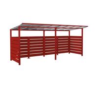 Abri vélos Modulo bardages en stratifié compact RAL3004 - Stratifié acajou - initial + compl + bardages de fond et latéraux - Scellement direct - Prof 2000mm - PROCITY - 529214.3004.ACAJ