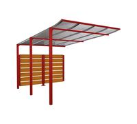 Abri vélos Modulo bardages en stratifié compact RAL3004 - Stratifié chêne clair - compl + bardage de fond - Scellement direct - Prof 3400mm - PROCITY - 529218.3004.CHEC