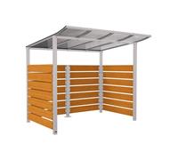 Abri vélos Modulo bardages en stratifié compact RAL7044 - Stratifié chêne clair - Initial + bardage de fond et latéraux - Scellement direct - Prof 2000mm - PROCITY - 529213.7044.CHEC