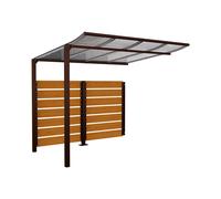 Abri vélos Modulo bardages en stratifié compact RAL8017 - Stratifié chêne clair - compl + bardage de fond - Scellement direct - Prof 2000mm - PROCITY - 529215.8017.CHEC