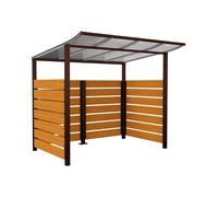 Abri vélos Modulo bardages en stratifié compact RAL8017 - Stratifié chêne clair - Initial + bardage de fond et latéraux - Scellement direct - Prof 2000mm - PROCITY - 529213.8017.CHEC