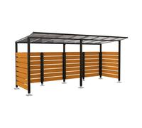 Abri vélos Modulo bardages en stratifié compact RAL9005 - Stratifié chêne clair - initial + compl + bardages de fond et latéraux - Sur platines - Prof 2000mm - PROCITY - 599214.9005.CHEC