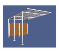 Abri vélos Modulo bardages en stratifié compact RAL9010 - Stratifié chêne clair - compl + bardage de fond - Sur platines - Prof 3400mm - PROCITY - 599218.9010.CHEC