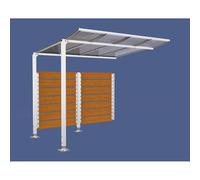 Abri vélos Modulo bardages en stratifié compact RAL9010 - Stratifié chêne clair - compl + bardage de fond - Sur platines - Prof 2000mm - PROCITY - 599215.9010.CHEC