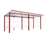 Abri vélos Modulo bardages en verre RAL3004 - initial + compl + bardages de fond et latéraux - Scellement direct - Prof 2000mm - PROCITY - 529171.3004