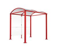 Abri vélos Voûte M bardages en verre RAL3020 - Abri vélos initial bardages de fond - Pieds fixes sur platines - PROCITY - 529020.3020