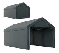 Abri voiture extérieur - Outsunny - parois latérales amovibles, 2 portes zippées enroulables - PE et acier - 3 x 6 m - gris