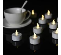 Abrief Lot de 24 bougies chauffe-plat LED - Ampoule vacillante réaliste - Bougies électriques - Pour décoration de mariage, Saint-Valentin, Halloween, Noël (blanc chaud)