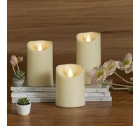 Abrief Lot de 3 bougies LED d'extérieur avec fonction minuterie - Pour camping, mariage, décoration d'intérieur - Diamètre : 7,5 cm - Hauteur : 10/12,5/15 cm