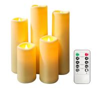 Abrief Lot de 5 bougies LED sans flamme fonctionnant sur piles, étanches pour l'extérieur et l'intérieur, avec télécommande à 10 touches et minuterie cyclique de 24 heures pour