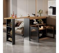 Abrihome table de bar extensible 360°pivotante, table de salle à manger debout avec armoire et LED, noir