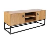 ABRIL - Meuble TV 2 Portes Aspect Bois et Pieds Métal -