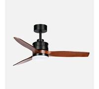 ABRILA - Ventilateur DC Barrax 18 W | 3 pales | 6 vitesses | LED intégrée | Lumière en option | Télécommande | 35/45 x 106 x 106 cm | Noir/chêne