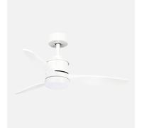 ABRILA - Ventilateur DC Barrax 18 W | 3 pales | 6 vitesses | LED intégrée | Lumière en option | Télécommande | 35/45 x 106 x 106 cm | Blanc