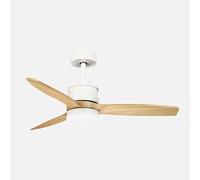 ABRILA - Ventilateur DC Barrax 18 W | 3 pales | 6 vitesses | LED intégrée | Lumière en option | Télécommande | 35/45 x 106 x 106 cm | Blanc/hêtre