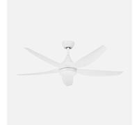 ABRILA - Ventilateur DC Elda 18 W blanc | 5 pales | 6 vitesses | Technologie LED 2250 lm | Télécommande avec mémoire et minuterie | 144 cm