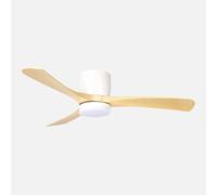 ABRILA - Ventilateur DC Paterna 18 W | 3 pales | 6 vitesses | LED intégrée | Lumière en option | Télécommande | 27 x 117 x 117 cm | Blanc/hêtre