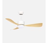 ABRILA - Ventilateur DC Yeste 18 W | 3 pales | 6 vitesses | LED intégrée | Lumière en option | Télécommande | 35/45 x 106 x 106 cm | Blanc/hêtre