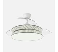 ABRILA - Ventilateur Decor 72 W Blanc/argenté | Ventilateur DC avec 3 pales amovibles | Technologie LED 7200 lm | Télécommande avec mémoire de couleur et minuteur | 3 températures de lumière