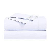 Abripedic Parure de lit 5 pièces en Percale 300 Fils au Pouce carré, 100% Coton, Poche jusqu'à 45,7 cm de Profondeur, très Grand lit divisé, Blanc