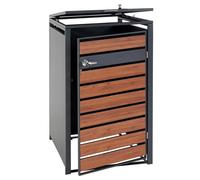 Abris Poubelle Vérouillable Pour Une Poubelle Ou Deux Poubelles Métal Anthracite Aspect Bois De Cerisier Marron Foncé 04_0007003 Multicolore