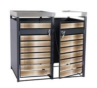 Abris Poubelles Deux Compartiments Avec Bac À Plantes 125 X 132 X 80 Cm Métal Anthracite Or 04_0006988 Multicolore
