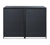 Abris pour poubelle double - CLOUD - Résine tressée Noir 148x80x111 cm P21