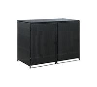 Abris pour poubelle double Résine tressée Noir 148x80x111 cm