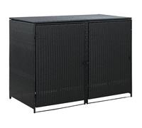 vidaXL Abris pour poubelle double Résine tressée Noir 148x80x111 cm