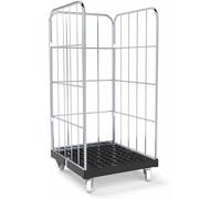 ABROLLWERK Bac à roulettes 3 côtés - Chariot à grille avec roulettes pour le transport et le rangement - Charge maximale : 500 kg - Robuste et facile à conduire - Chariot à roulettes de 724 x 815 x