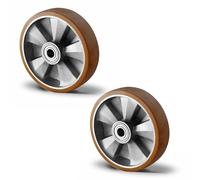 Abrollwerk Lot de 2 roues encastrables pour charges lourdes 200 mm - Charge maximale 800 kg - Jante en aluminium et bande de roulement en polyuréthane - Double roulement à billes - Roue de rechange