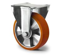 Abrollwerk Roulette fixe fortes charges, jante aluminium, polyuréthane, diamètre 160 mm, fortes charges, double roulement à billes, charge dynamique 600 kg (roulette fixe)