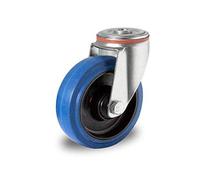Abrollwerk Roulette pivotante de 100 mm - En caoutchouc élastique - Sans trace et silencieuse - Roulette industrielle avec trou dorsal - Roulette à 360° pour chariot roulant, atelier, équipement de