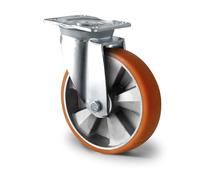 Abrollwerk Roulette pivotante fortes charges, jante aluminium, polyuréthane, diamètre 200 mm, fortes charges, double roulement à billes, charge simple 800 kg (roulette pivotante sans frein)