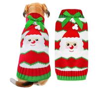 ABRRLO Pull de Noël pour chien - Père Noël - Petit, moyen et grand - Robe rouge avec trou pour laisse - Pull pour chat - Vêtements pour animaux de compagnie (pull, M)