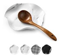 ABRUTY Repose-cuillère en céramique pour comptoir de cuisine, 14 cm, accessoires de décoration moderne pour spatules, cuillères ou pinces (marbre, forme)
