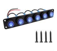 ABS Aluminum Switch Panel 12V Blue LED Backlit(6 Blue) | IP67 rated, fully waterproof, dust pour proof, harsh environment ready, marine grade protection