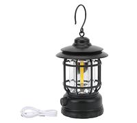 ABS Camping Lantern, 360 Degree Retro Lamp, Battery Powered COB Warm for Outage Hurricane, Outdoor Home Decoration, Portable Hanging Emergency Lamp with USB Cable