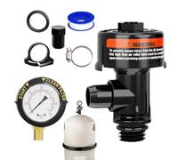 Abs, Rubber, Metal Pool Filter Air Relief Valve, High Manual Set, Spa Filter Replacement for Outdoor Use, Includes Pressure Gauge, and Clamp for Easy Installation