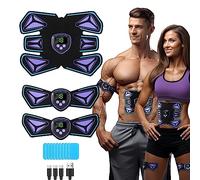 Abs Stimulator EMS Musculation, Rechargeable Stimulateur Musculaire Abdominal Électrique avec 10 Coussinets de Gel de Remplacement, pour Abdominaux/Bras/Jambes, 6 Modes & 15 Intensités (Scarabée)