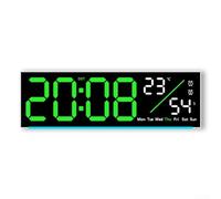 ABS Wall Clock LED Display Date W lue(white+green) | Bright LED numbers, easy read day/night, white finish, alarm pour temp display, clear visibility