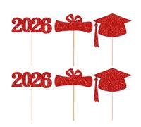 Abschlussfeier Deko - 2026 | Kuchentopper - Graduation Picks Centerpieces - Deko Stecker für Blumenstrauß Buffet Schule Party Gold Schwarz Glitzer 24er Pack Edel 190 Zeichen 2026