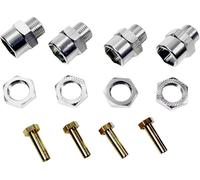 Absima aluminium Entraîneur de jante 12 mm sur 17 mm + élargisseur 15 mm 12 mm 6 pans argent 1 set