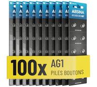 ABSINA 100x Pile AG1 LR621-1,5V Alcaline étanche avec Longue durée - LR60 / SR60 / 1175S0 / 164/602 / 364 / V30 / SR621 - Pile Bouton AG1, Piles AG1, Pile LR621 pour Montre, Pile SR621SW