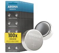 ABSINA 100x Pile SR626SW pour Montre 1,55V oxyde d'argent - Pile Bouton SR626SW étanches et Longue durée - 377 / SR66 / SR626 / 626 / AG4 - Piles Montre, Pile 377 Montre