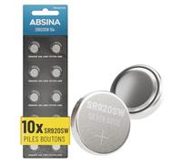 ABSINA 10x Pile SR920SW pour Montre 1,55V oxyde d'argent - Pile 371 Montre étanche et Longue durée - Batterie SR920SW / LR921 / 371/370 / LR69 / AG6